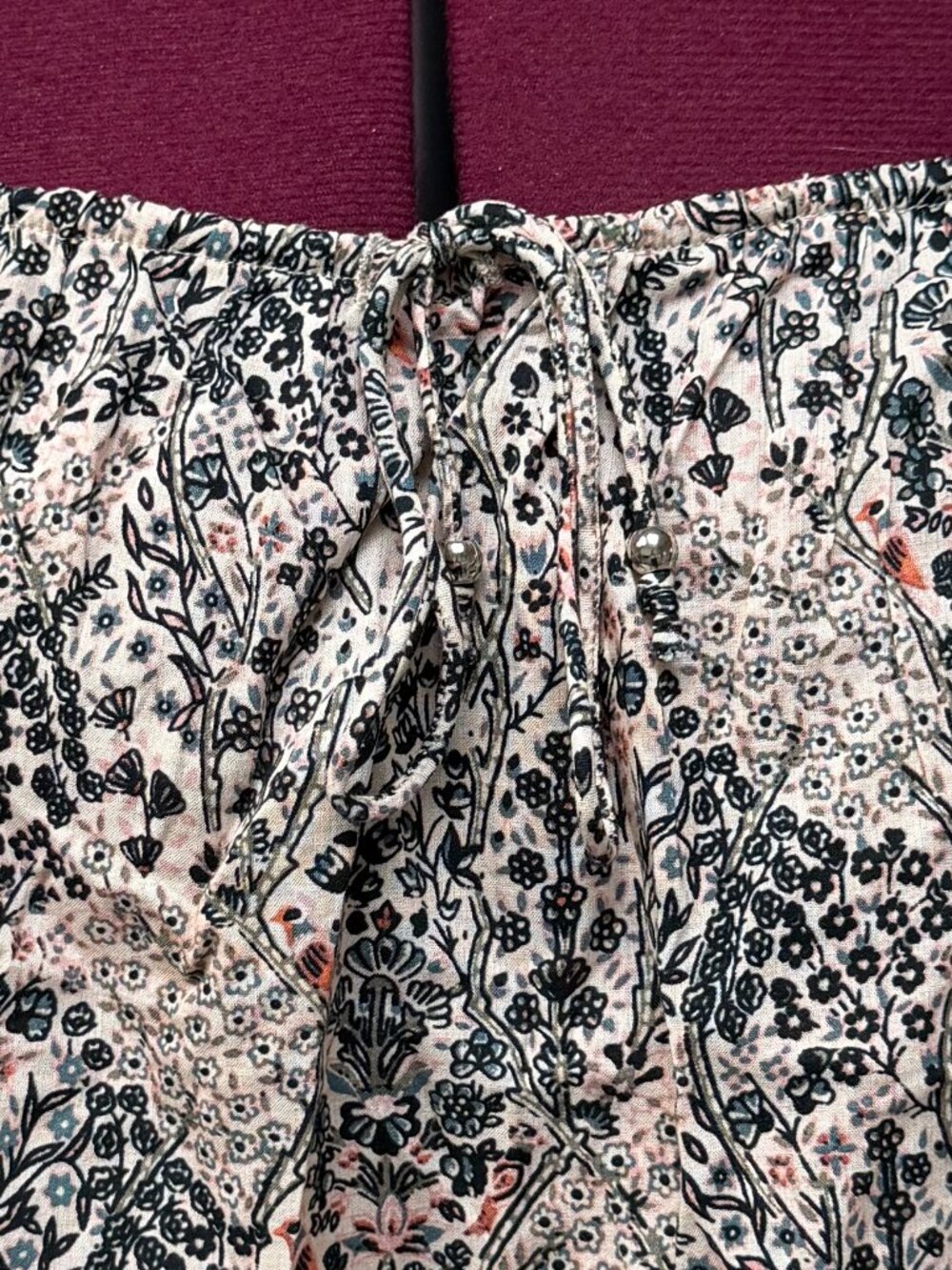 Paige "Elise" Ecru Floral Short-Sleeved Blouse - Size S - Picture 4 of 9